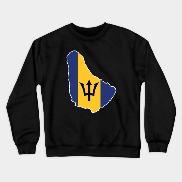 Barbados National Flag and Map Crewneck Sweatshirt by IslandConcepts